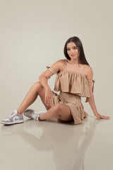 TAZRA-Off  Shoulder frill detail 2pcs set