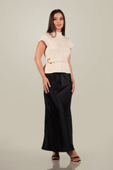 TIARA-Belt Detail High Neck Top