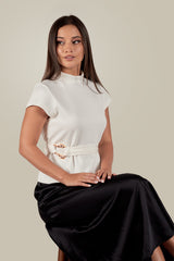 TIARA-Belt Detail High Neck Top