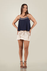 Bellie- Embroidered Skinny Top
