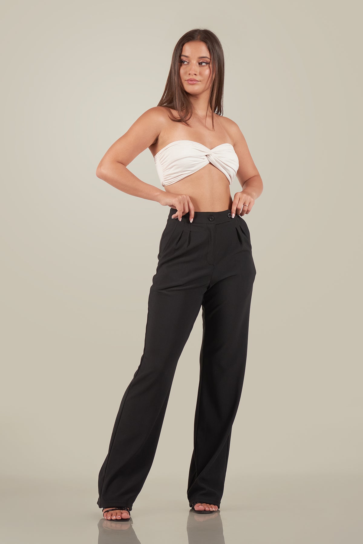 Sandra-High-Waist Straight Fit Trousers