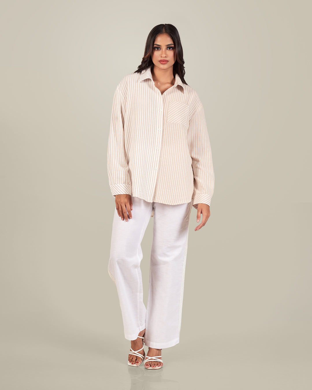 HAZEL-LACE TRIM STRAIGHT -LEG PANT