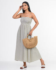 BLAIR-FRONT SMOCKED MIDI DRESS