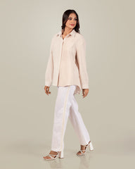 HAZEL-LACE TRIM STRAIGHT -LEG PANT