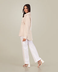 HAZEL-LACE TRIM STRAIGHT -LEG PANT