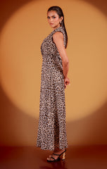 YORA-Chic Leopard Maxi Dress