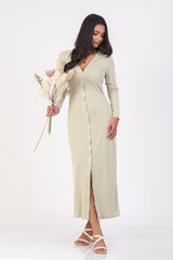 ROSE-FRONT BUTTONED DRESS