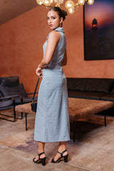 CHAPEL COLLAR MIDI DRESS