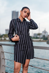 LONG SLEEVE STRIPE MINI DRESS