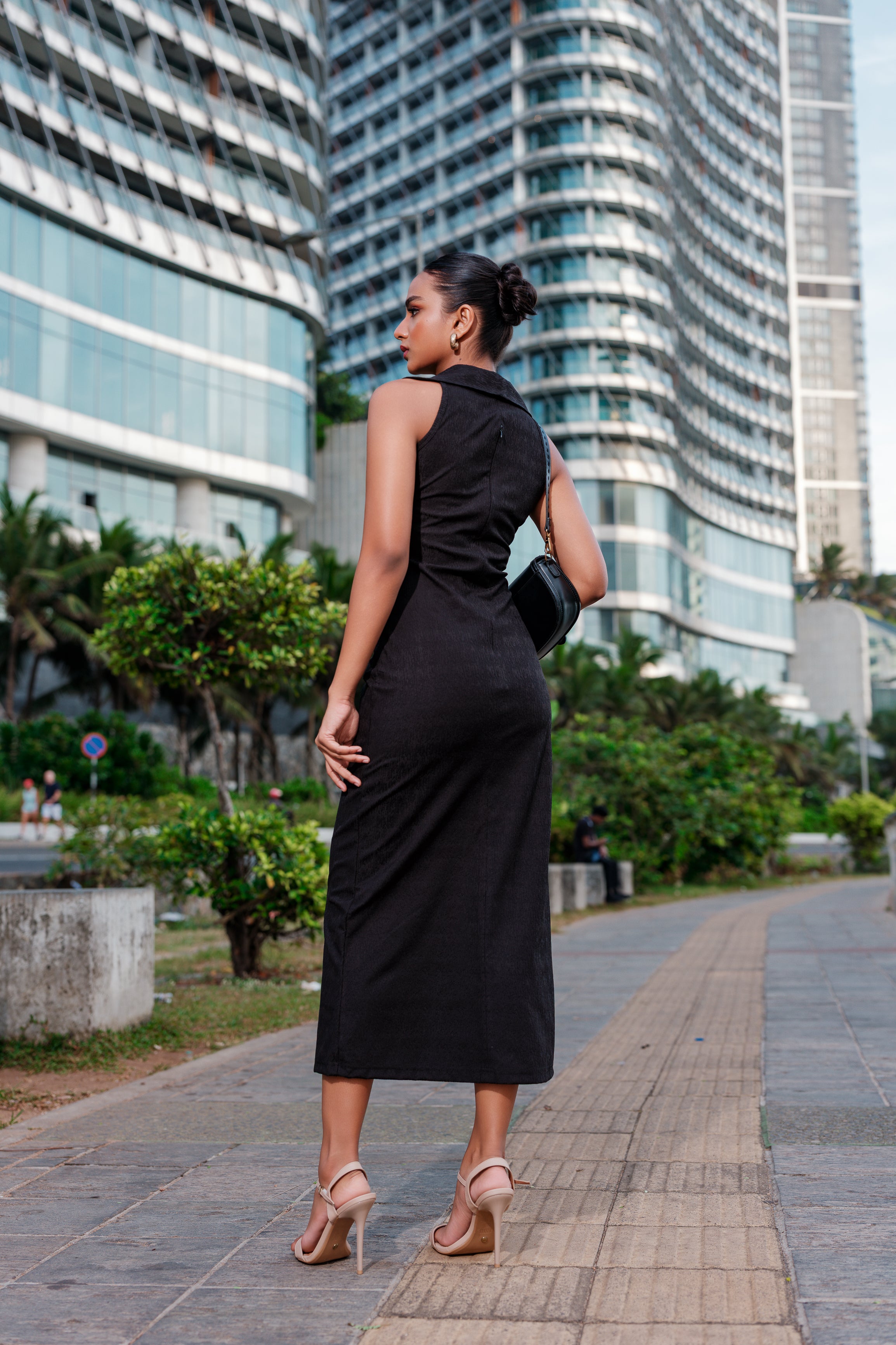 CHAPEL COLLAR MIDI DRESS