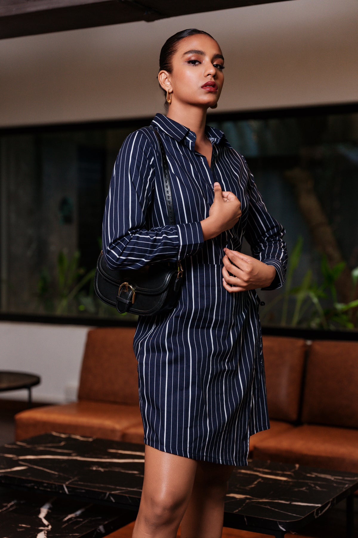 LONG SLEEVE STRIPE MINI DRESS