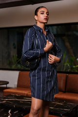 LONG SLEEVE STRIPE MINI DRESS