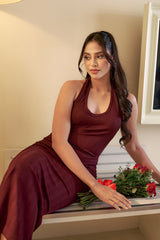LUX-BACK TIE UP MAXI DRESS