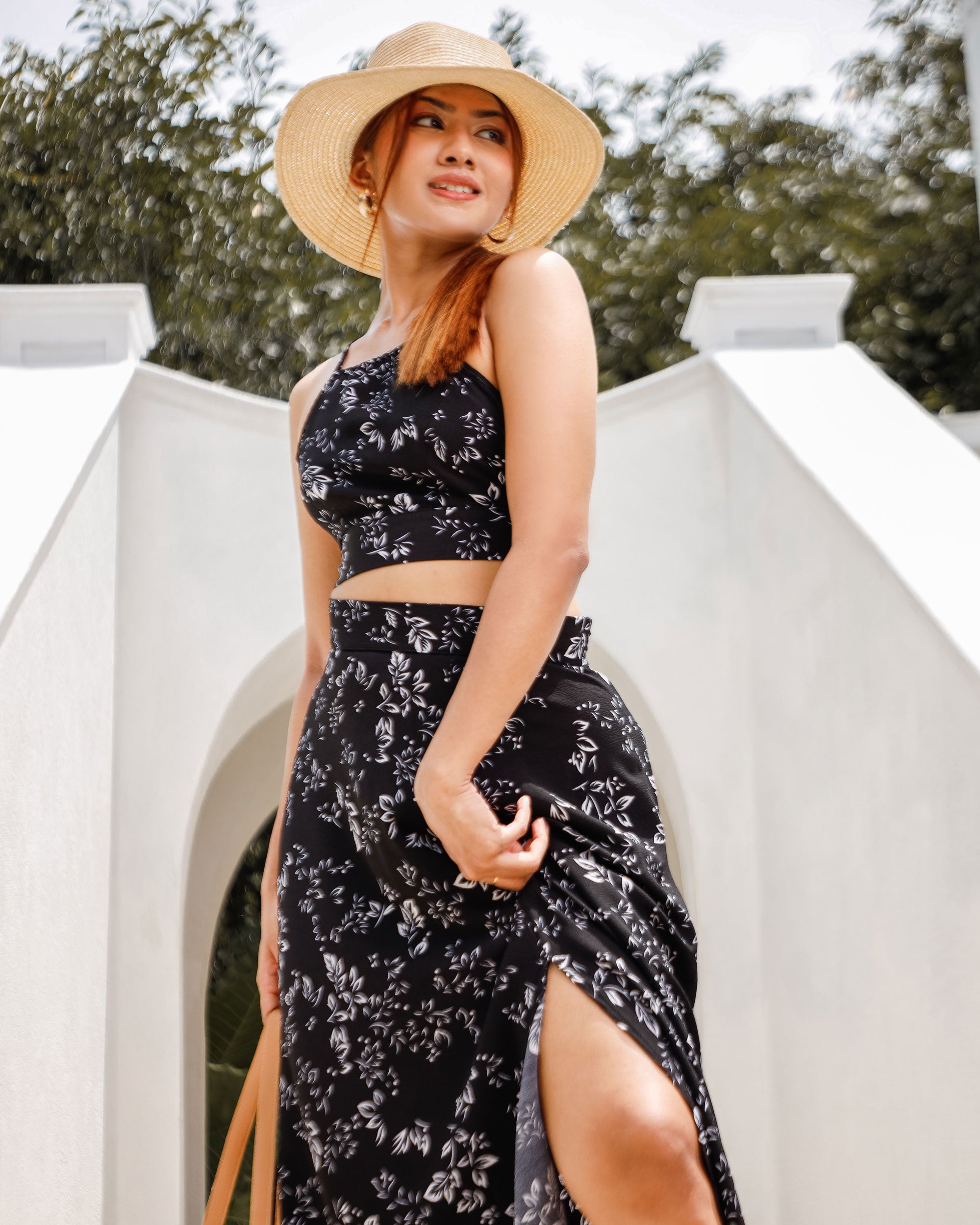 Ezra Crop Top Maxi Slit-Up Skirt – Slay Global