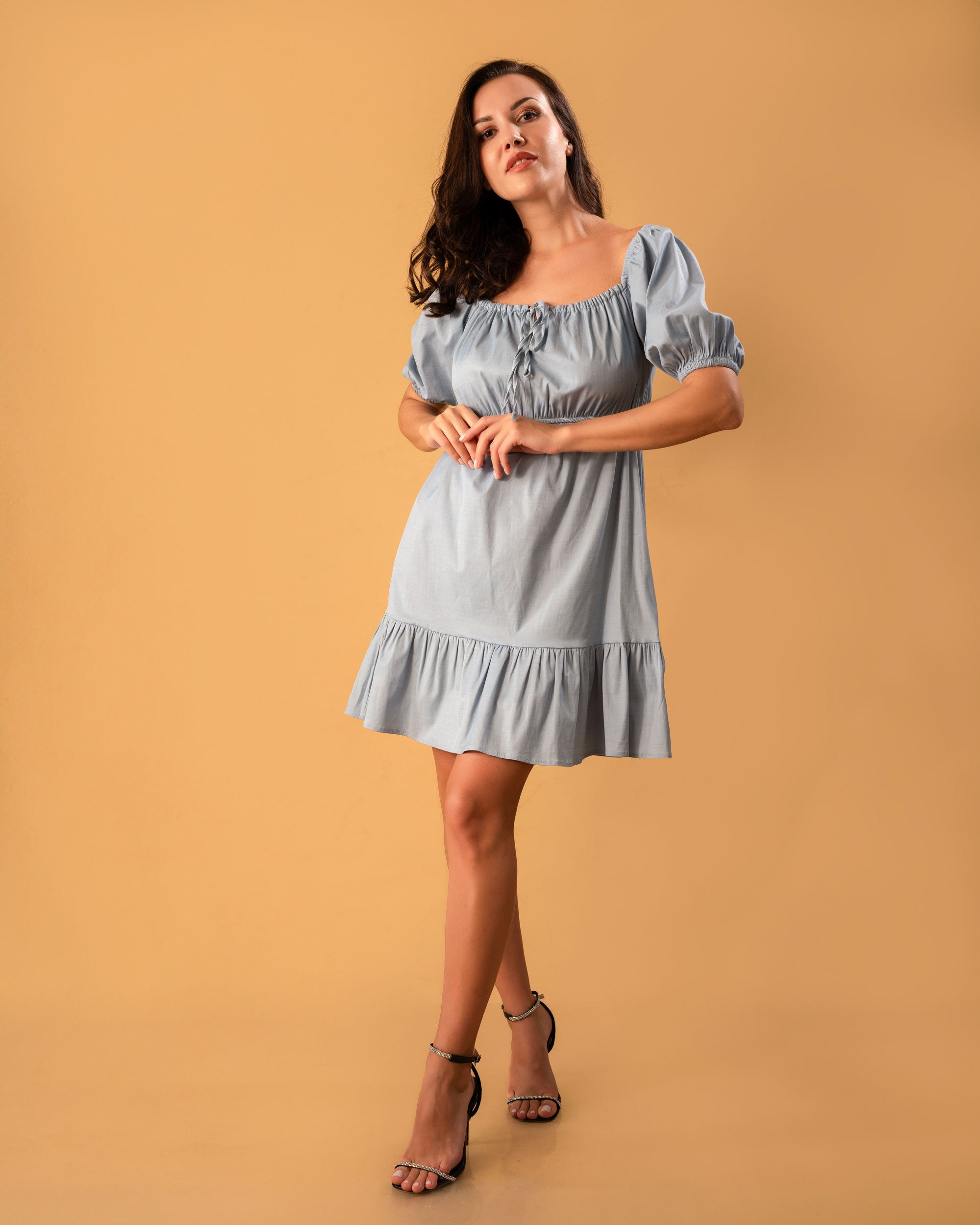 Cassie Detailed Mini Dress - Light Blue Slay Global Cassie Detailed Mini Dress - Light Blue Slay Global