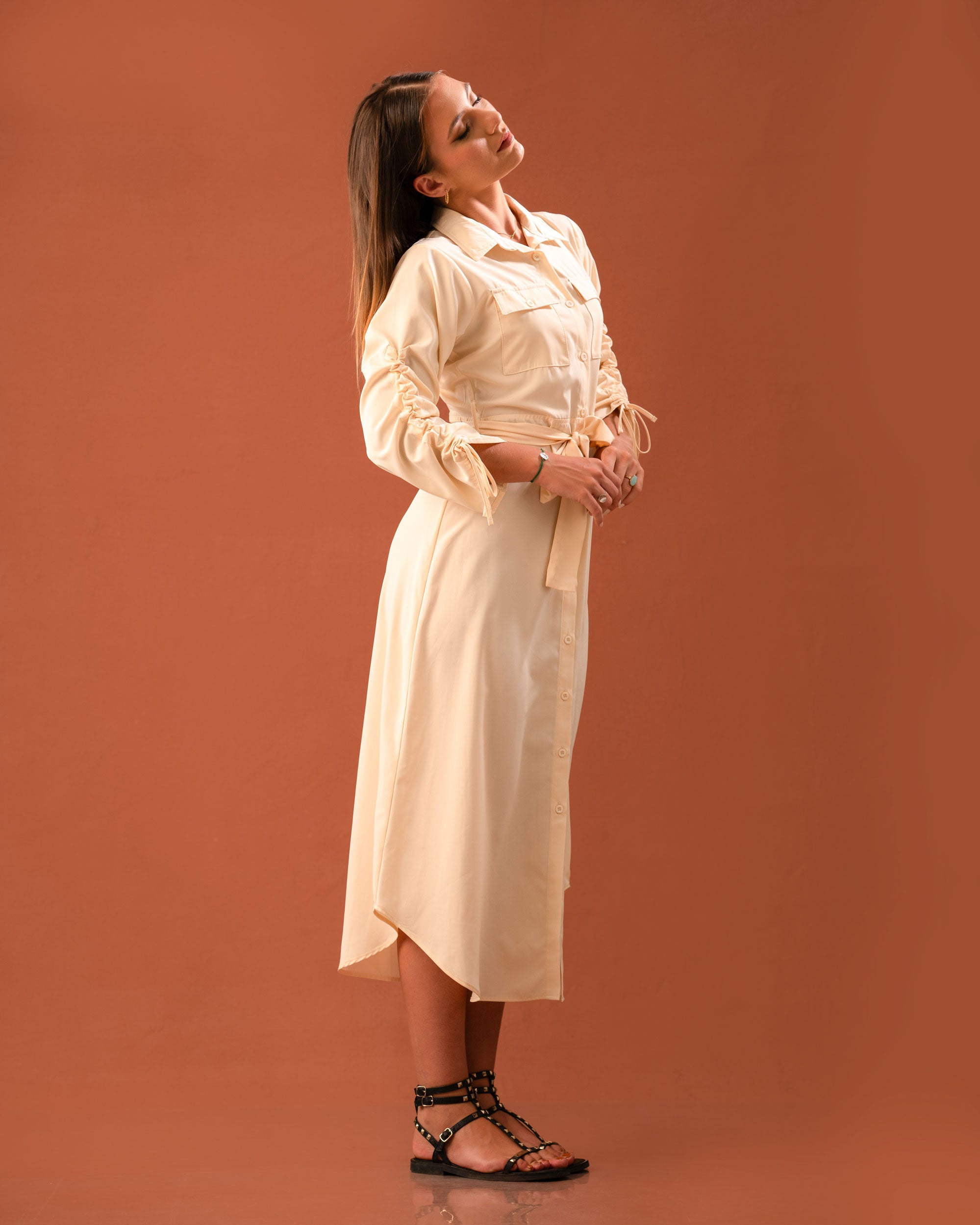 Ivory Button Down Robe Arwa Button Down Dress - Ivory – Slay Global