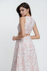 Blush bloom cutout dress