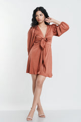 Terry Long-Sleeve Tie up Dress