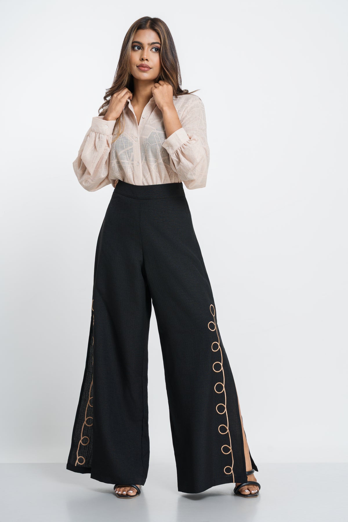 TATIANA-EMBROIDERY SLIT PANT